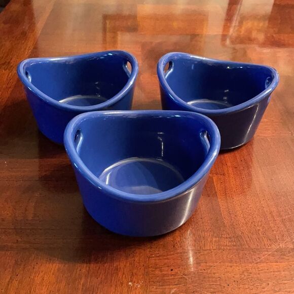 Rachael Ray Stoneware Blue and Yellow 10-oz Ramekins Small Bowls - Picture 2 of 12